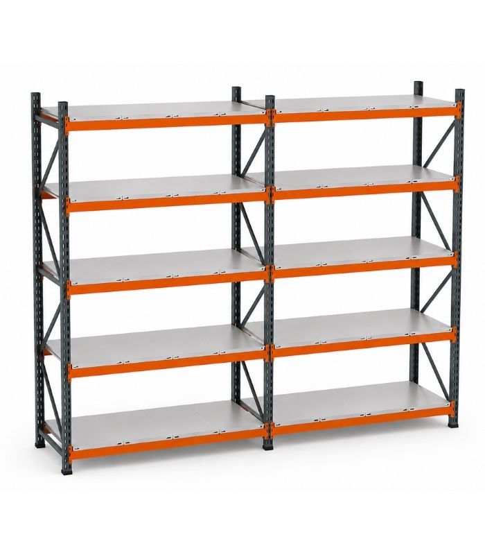 5 Katlı 2'li Double Hafif Rack Raf Sistemi | Çelik Depo Rafı | 300-350 Kg Taşıma Kapasiteli Depolama Rafı