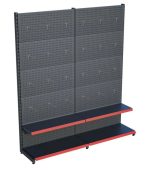 Antrasit Metal 2 Katlı 2'li Birleşik Market Raf Sistemi | Mağaza Rafı ve Market Teşhir Rafı – G180 x Y220 cm