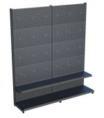 Antrasit Metal 2 Katlı 2'li Birleşik Market Raf Sistemi | Mağaza Rafı ve Market Teşhir Rafı – G180 x Y220 cm