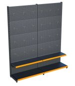 Antrasit Metal 2 Katlı 2'li Birleşik Market Raf Sistemi | Mağaza Rafı ve Market Teşhir Rafı – G180 x Y220 cm