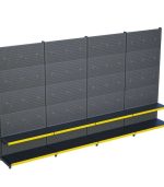 Antrasit Siyah Metal 2 Katlı 4'lü Birleşik Market Raf Sistemi | Mağaza Rafı ve Market Teşhir Rafı – G360 x Y220 cm