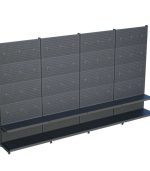 Antrasit Siyah Metal 2 Katlı 4'lü Birleşik Market Raf Sistemi | Mağaza Rafı ve Market Teşhir Rafı – G360 x Y220 cm