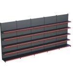 Antrasit Siyah Metal 5 Katlı 5'li Birleşik Market Raf Sistemi | Mağaza Rafı ve Market Teşhir Rafı – G450 x Y220 cm