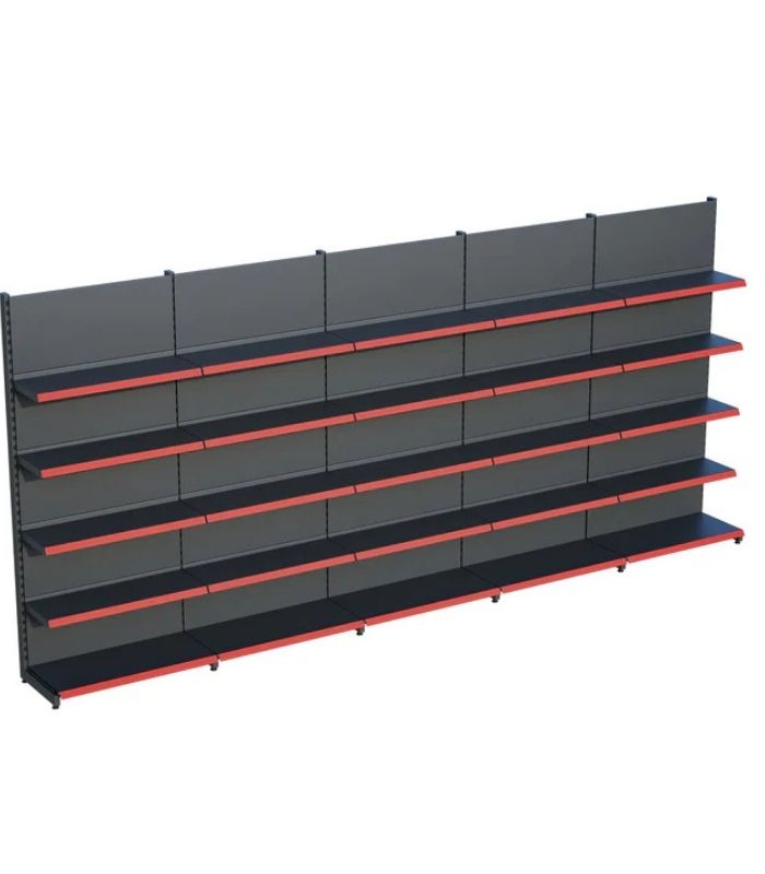 Antrasit Siyah Metal 5 Katlı 5'li Birleşik Market Raf Sistemi | Mağaza Rafı ve Market Teşhir Rafı – G450 x Y220 cm