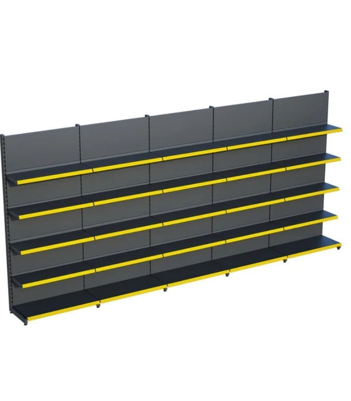 Antrasit Siyah Metal 5 Katlı 5'li Birleşik Market Raf Sistemi | Mağaza Rafı ve Market Teşhir Rafı – G450 x Y220 cm