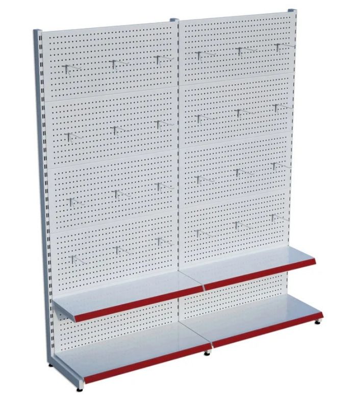 Beyaz Metal 2 Katlı 2'li Birleşik Market Raf Sistemi | Mağaza Rafı ve Teşhir Rafı – G180 x Y220 cm