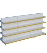 Beyaz Metal 4 Katlı 3'lü Birleşik Market Raf Sistemi | Çift Yönlü Mağaza Rafı ve Market Teşhir Rafı – G270 x Y140 cm