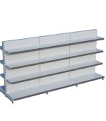 Beyaz Metal 4 Katlı 3'lü Birleşik Market Raf Sistemi | Çift Yönlü Mağaza Rafı ve Market Teşhir Rafı – G270 x Y140 cm
