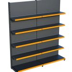 Antrasit Siyah Metal 5 Katlı 2'li Birleşik Market Raf Sistemi | Mağaza Rafı ve Market Teşhir Rafı Turuncu – G180 x Y220 cm