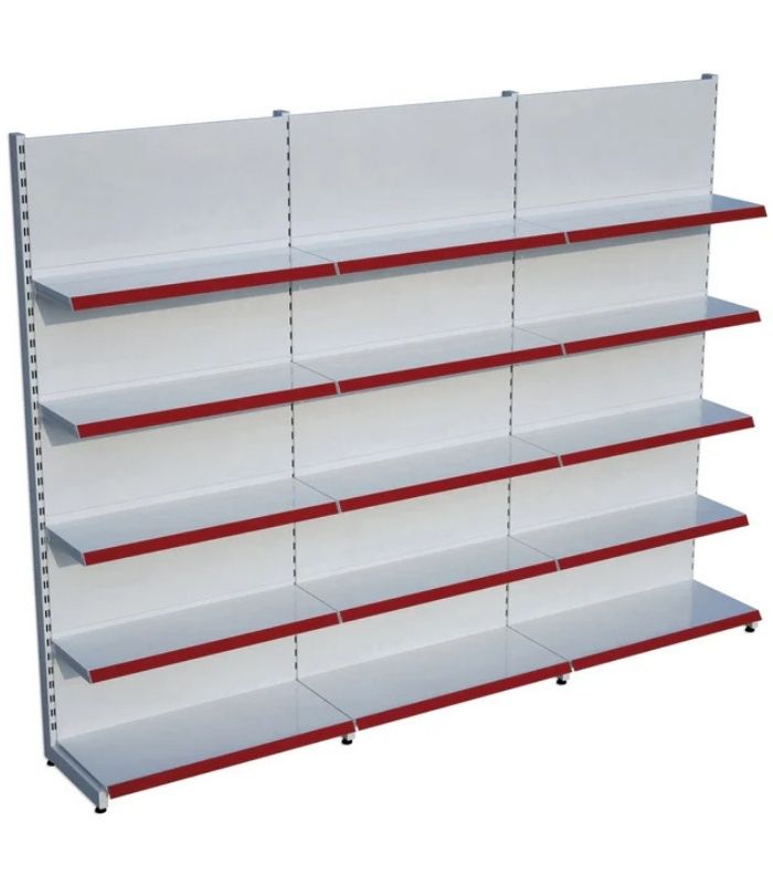 Beyaz Metal 5 Katlı 3'lü Birleşik Market Raf Sistemi | Mağaza Rafı ve Market Teşhir Rafı – G270 x Y220 cm