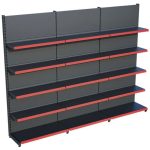 Antrasit Siyah Metal 5 Katlı 3'lü Birleşik Market Raf Sistemi | Mağaza Rafı ve Market Teşhir Rafı – G270 x Y220 cm
