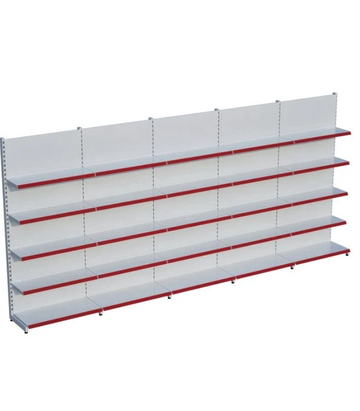 Beyaz Metal 5 Katlı 5'li Birleşik Market Raf Sistemi | Mağaza Rafı ve Market Teşhir Rafı – G450 x Y220 cm