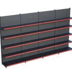 Antrasit Siyah Metal 5 Katlı 4'lü Birleşik Market Raf Sistemi | Mağaza Rafı ve Market Teşhir Rafı – G360 x Y220 cm