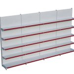Beyaz Metal 5 Katlı 4'lü Birleşik Market Raf Sistemi | Mağaza Rafı ve Market Teşhir Rafı – G360 x Y220 cm