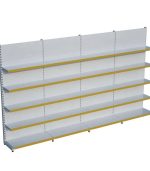 Beyaz Metal 5 Katlı 4'lü Birleşik Market Raf Sistemi | Mağaza Rafı ve Market Teşhir Rafı – G360 x Y220 cm