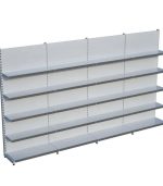 Beyaz Metal 5 Katlı 4'lü Birleşik Market Raf Sistemi | Mağaza Rafı ve Market Teşhir Rafı – G360 x Y220 cm