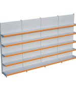 Beyaz Metal 5 Katlı 4'lü Birleşik Market Raf Sistemi | Mağaza Rafı ve Market Teşhir Rafı – G360 x Y220 cm