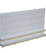 Beyaz Metal 2 Katlı 4'lü Birleşik Market Raf Sistemi | Mağaza Rafı Gondol Raf Sistemi – G360 x Y220 cm
