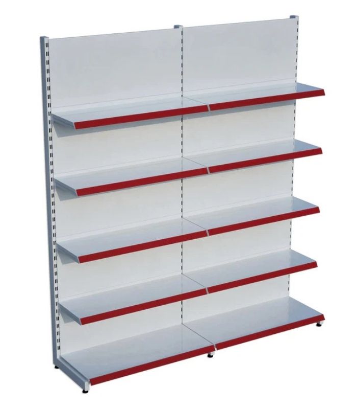 Beyaz Metal 5 Katlı 2'li Birleşik Market Raf Sistemi | Mağaza Rafı ve Market Teşhir Rafı – G180 x Y220 cm